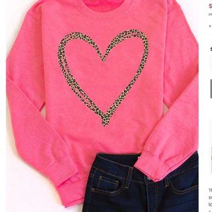 Leopard Heart Crewneck Sweater
